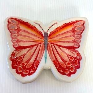 Cracker Barrel Butterfly Trinket Dish Earthenware By Caroline Simas 6.5"